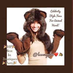 Faux Fur Animal Hoody 🎉HP🎉